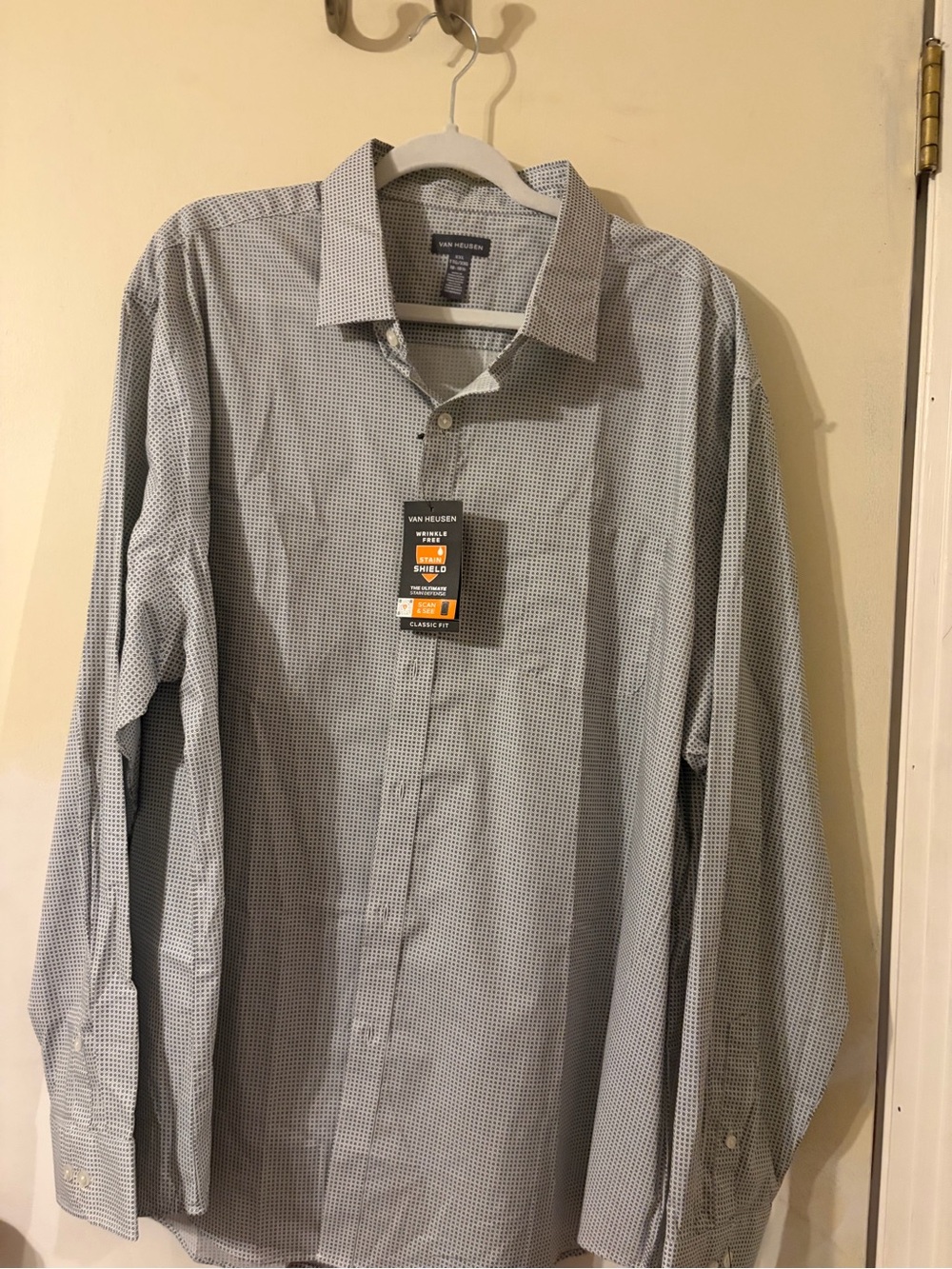 Van Heusen Men's Light Blue Micro-Check Dress Shirt